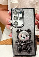 Silicone soft edge diamond plated phone case in rose gold for iPhone 15 Pro Max