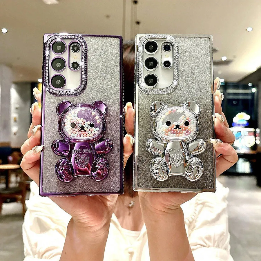 Silicone soft edge diamond plated phone case in rose gold for iPhone 15 Pro Max