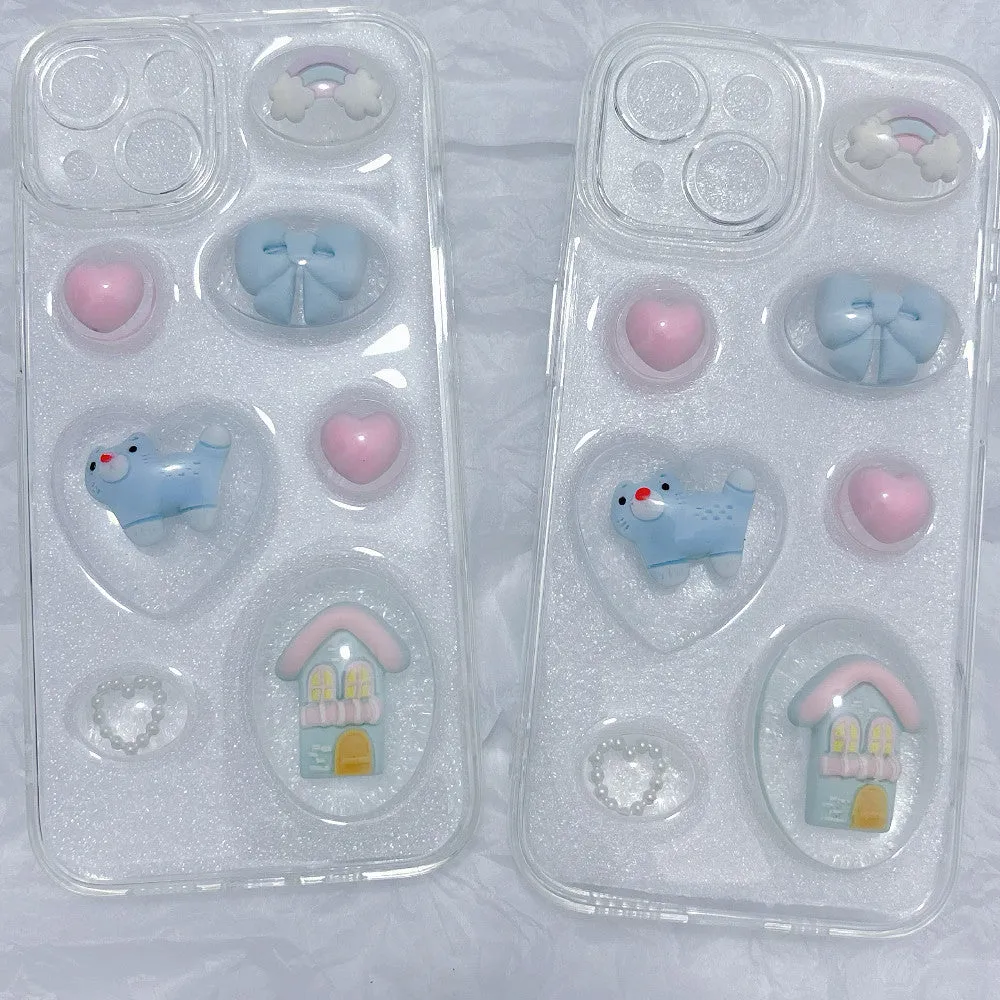 Soft drip glue cat phone case for Apple iPhone with 3D dropper design in same-style colour