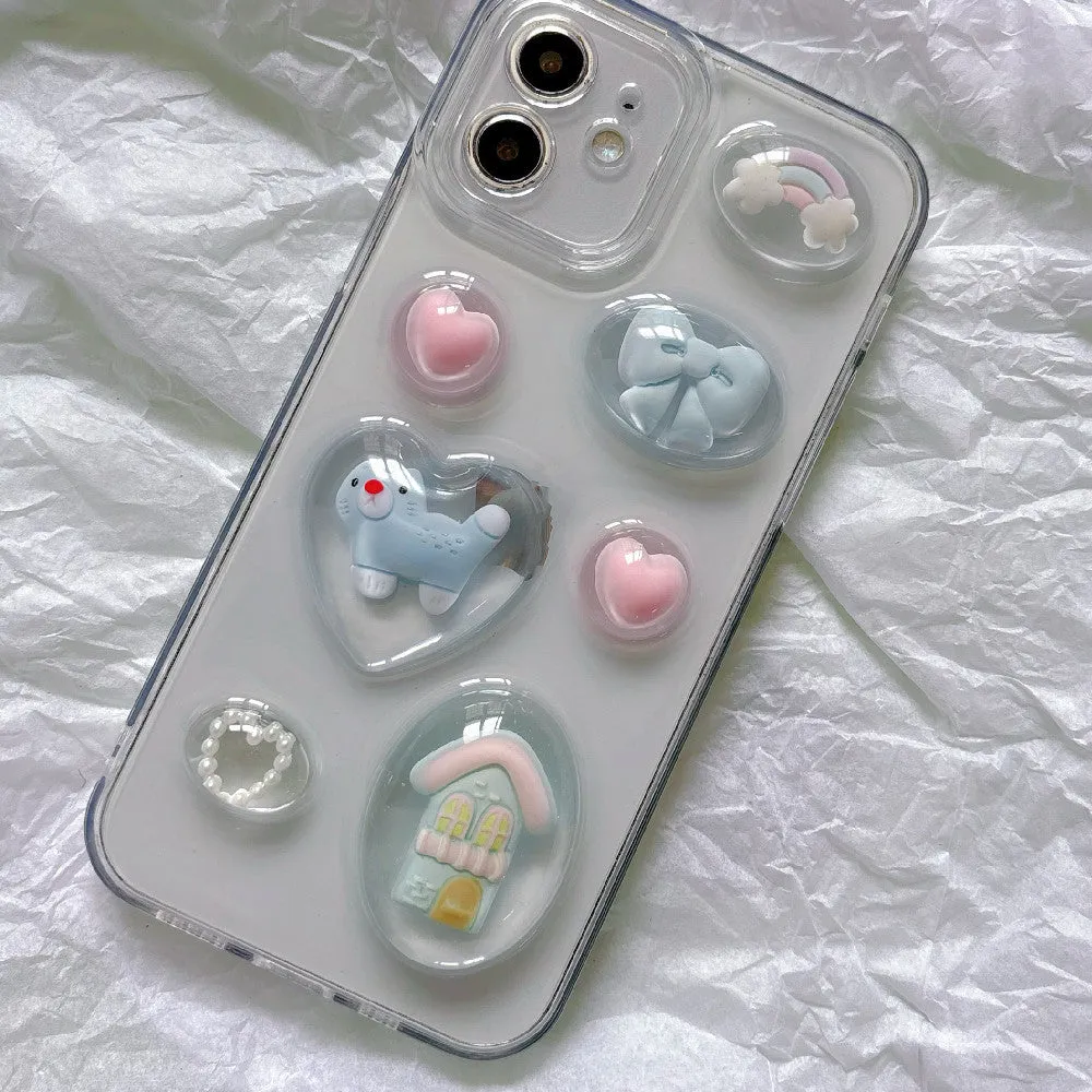 Soft drip glue cat phone case for Apple iPhone with 3D dropper design in same-style colour