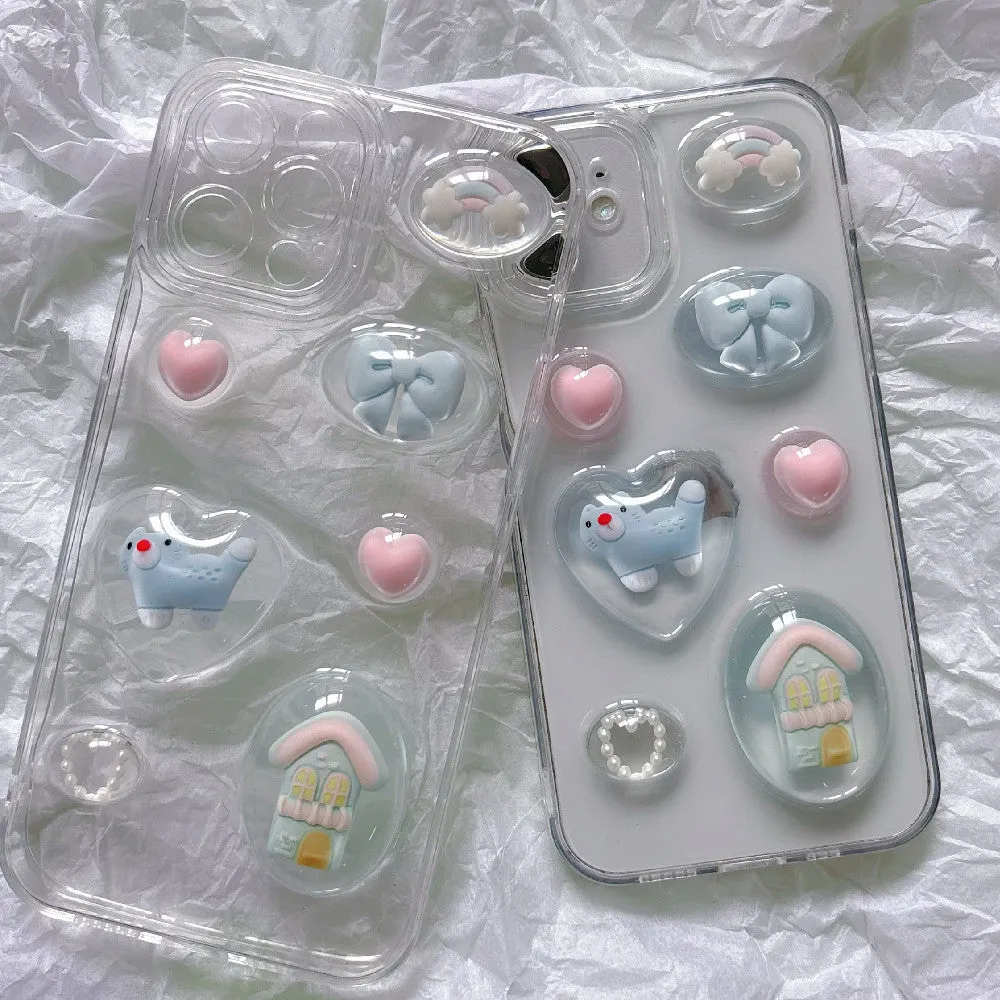 Soft drip glue cat phone case for Apple iPhone with 3D dropper design in same-style colour