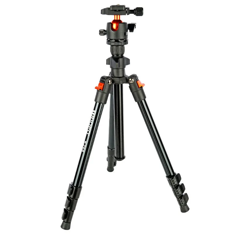 K268 orange aluminium alloy folding portable SLR camera tripod with load capacity 2-5kg
