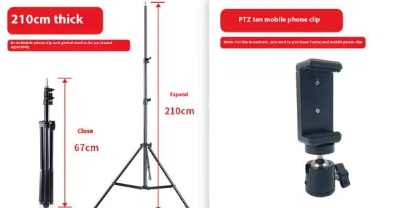 Telescopic fill light bracket for live streaming photography, metal iron electrophoresis, 1.6m height model