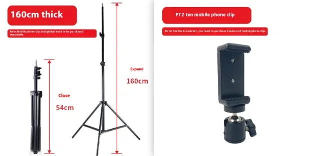 Telescopic fill light bracket for live streaming photography, metal iron electrophoresis, 1.6m height model