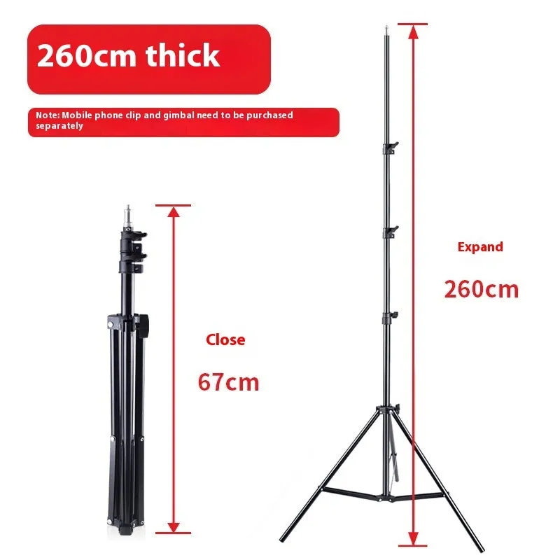 Telescopic fill light bracket for live streaming photography, metal iron electrophoresis, 1.6m height model