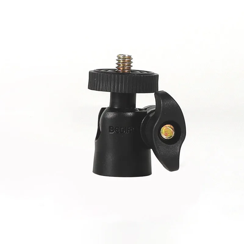 Metal tripod head with 360-degree rotating adjustment bracket and 1/4-inch universal thread