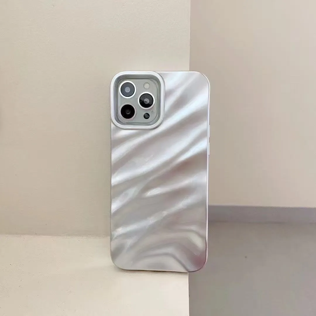 Anti-fall soft TPU wave pleated phone case for Apple iPhone in Burgundy colour, showing back texture