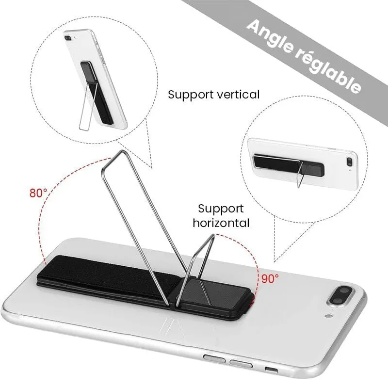 Universal plastic mobile phone non-slip hand strap and stand in five colours