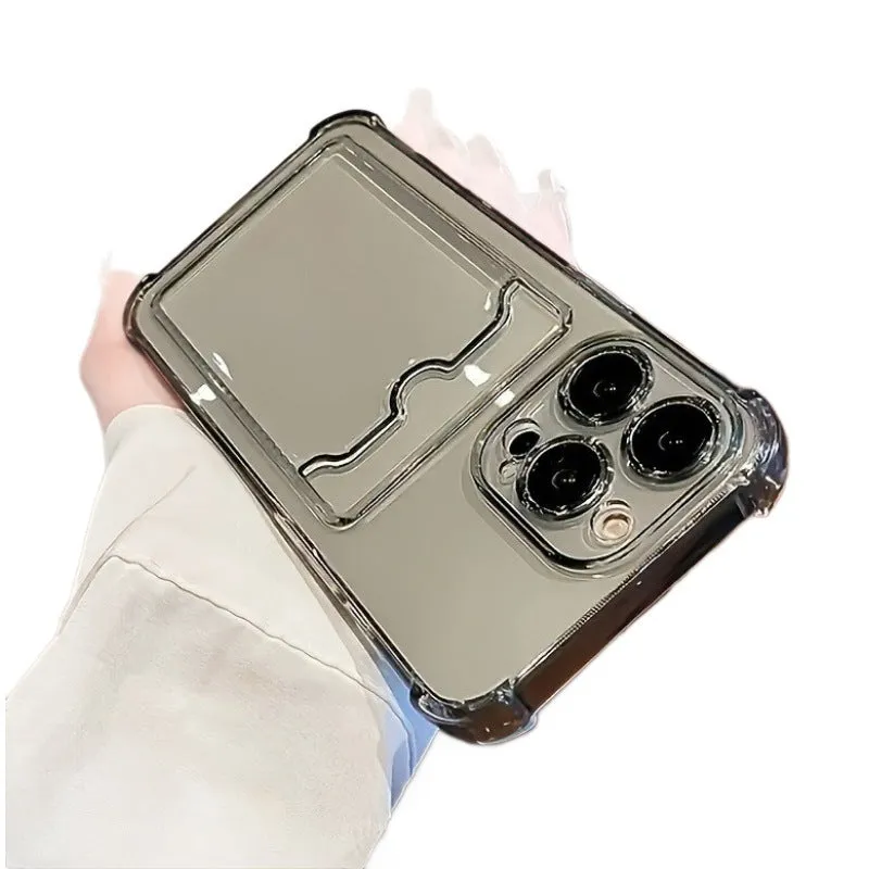 Card holder TPU phone case for Apple iPhone in transparent black with frosted finish