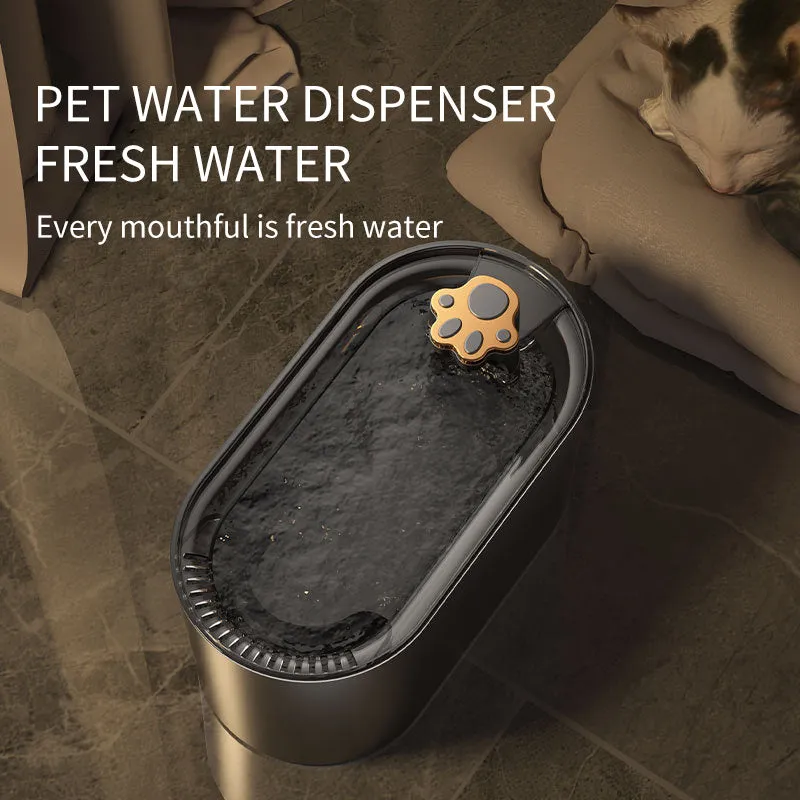 Berlin blue automatic pet water fountain with quiet pump and triple filter on floor.
