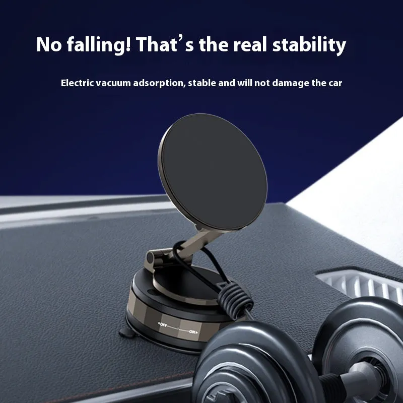 Folding vacuum suction cup car phone holder in black T30 made of zinc alloy