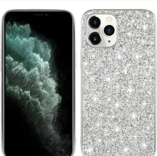 TPU shockproof phone case with sequins veneer and bracket for iPhone, available in black and rose gold colours