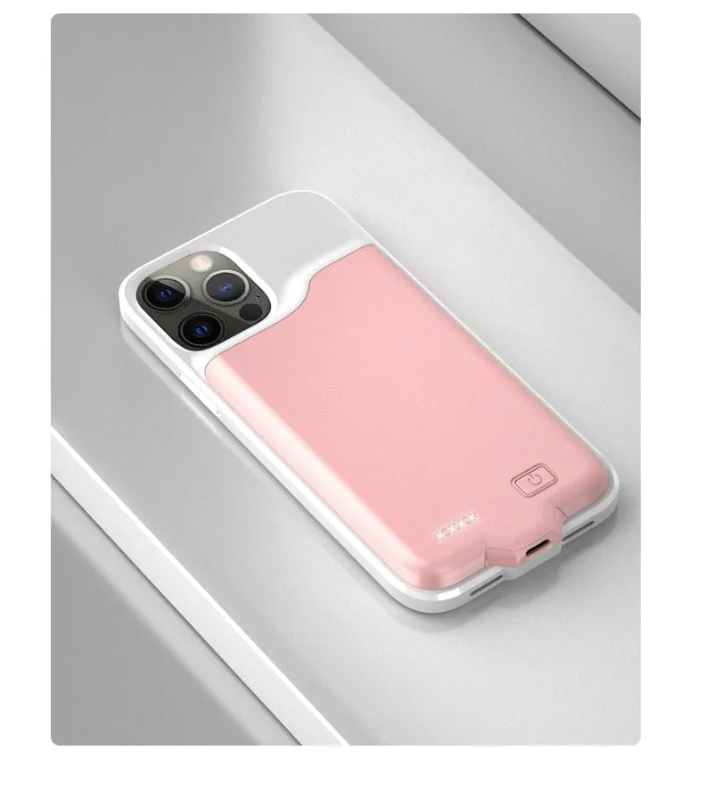 Ultra-thin plastic shell back splint power bank for iPhone 12 Pro Max in rose gold