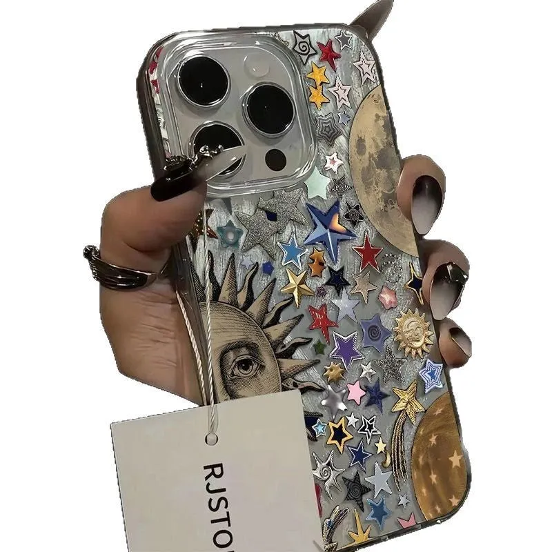 Silicone phone case with Sun Moon silver feather shell pattern for Apple iPhone