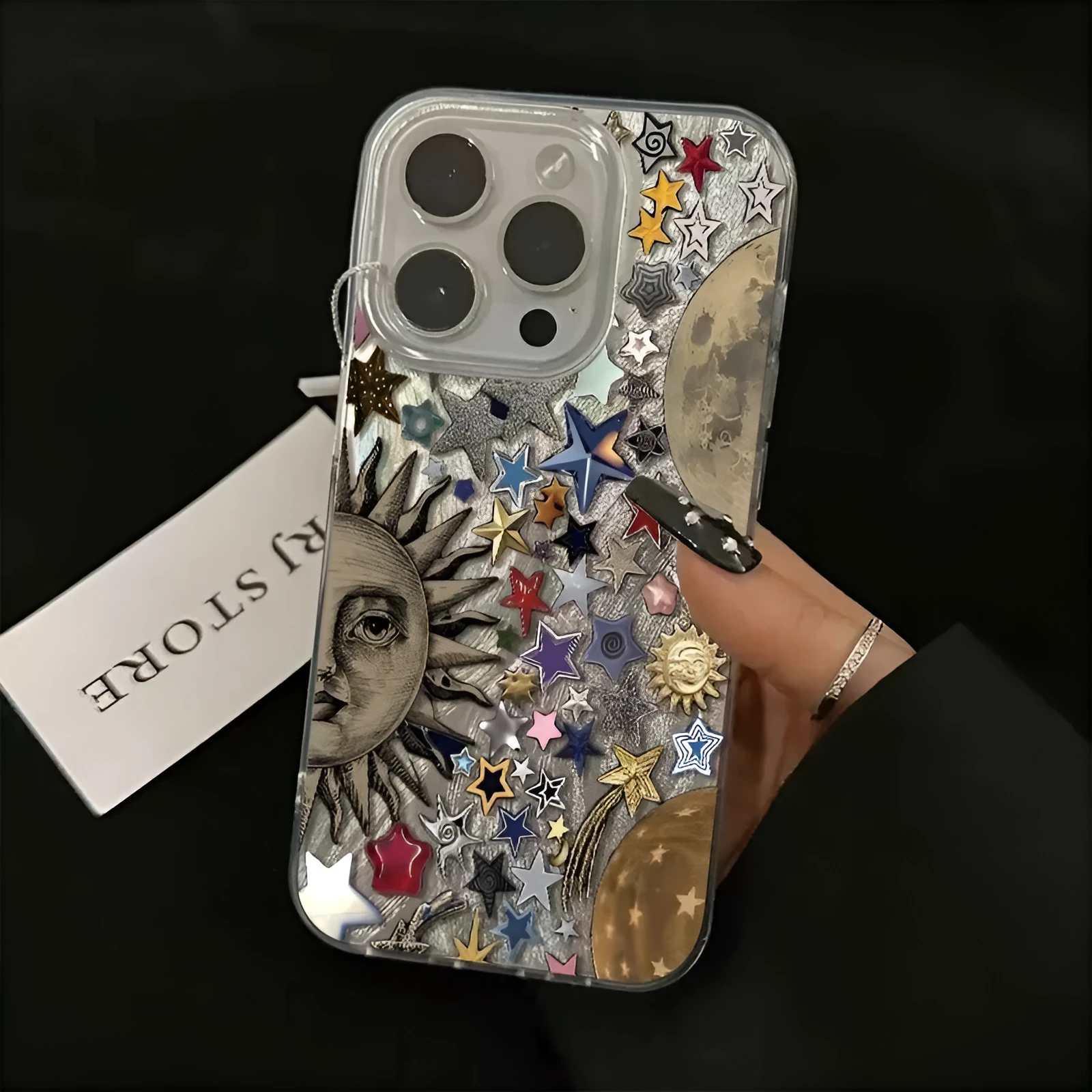 Silicone phone case with Sun Moon silver feather shell pattern for Apple iPhone