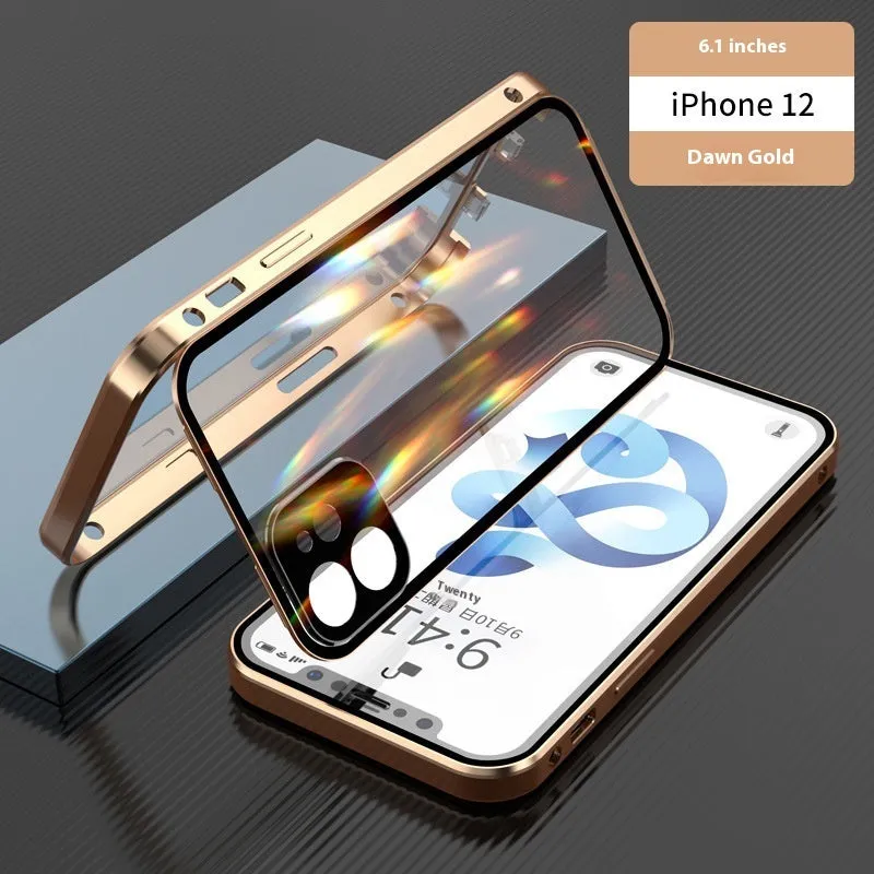 HD Magnetic King phone case with double-sided buckle in electroplated finish for iPhone