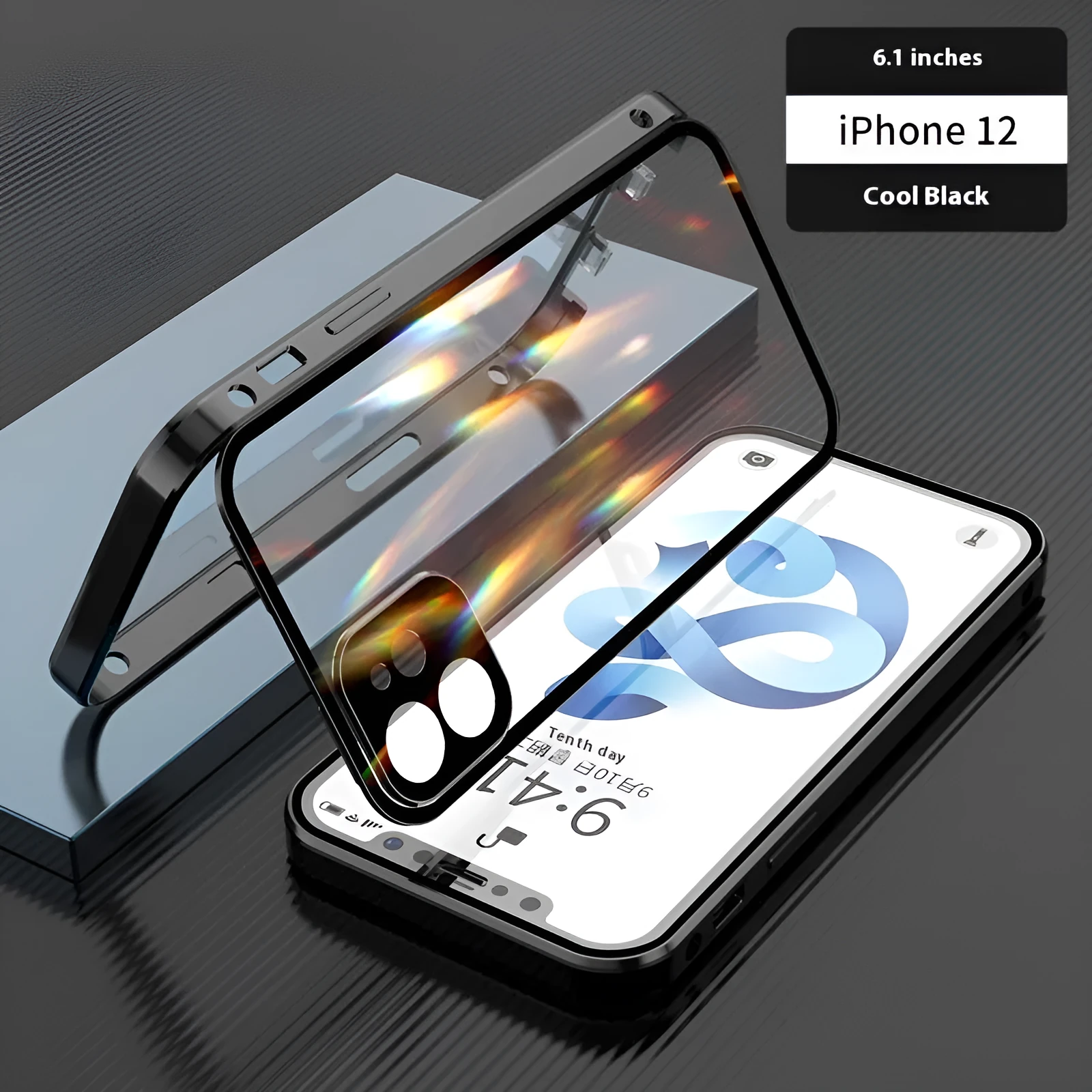 HD Magnetic King phone case with double-sided buckle in electroplated finish for iPhone