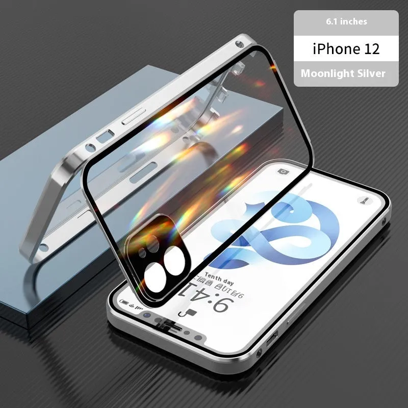 HD Magnetic King phone case with double-sided buckle in electroplated finish for iPhone