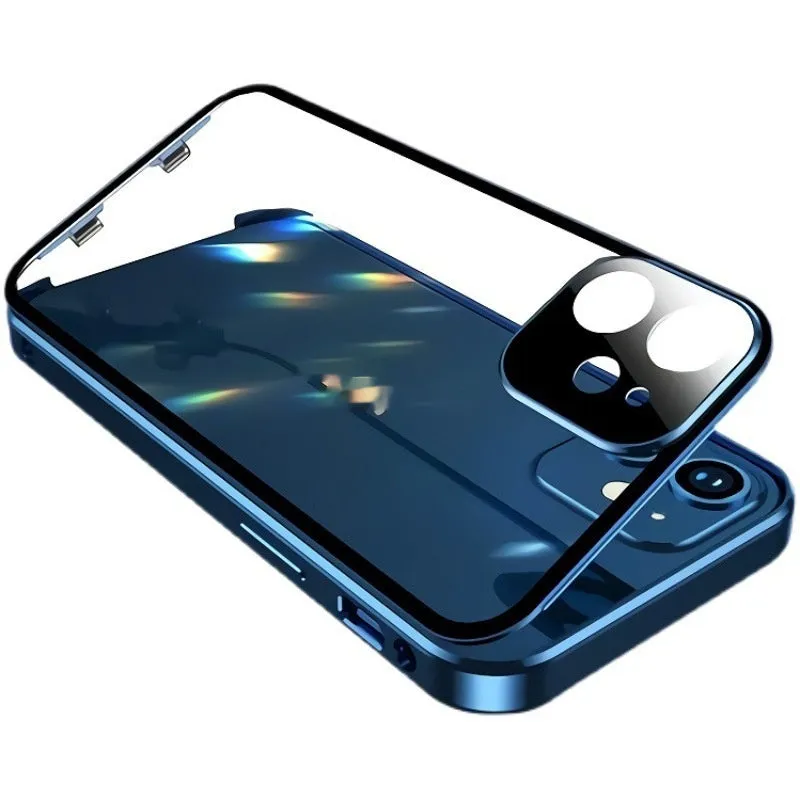 HD Magnetic King phone case with double-sided buckle in electroplated finish for iPhone