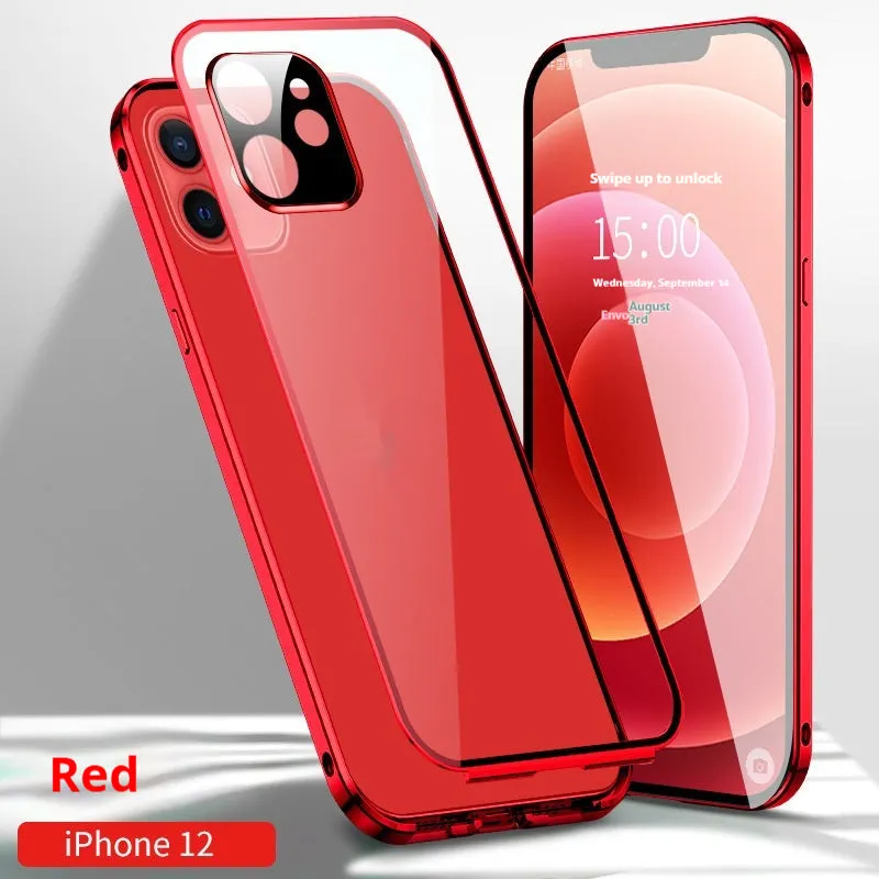 HD Magnetic King phone case with double-sided buckle in electroplated finish for iPhone