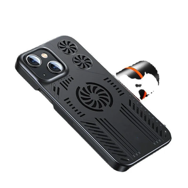 Breathable magnetic suction gaming phone case for Apple 13 Pro Max in cool black