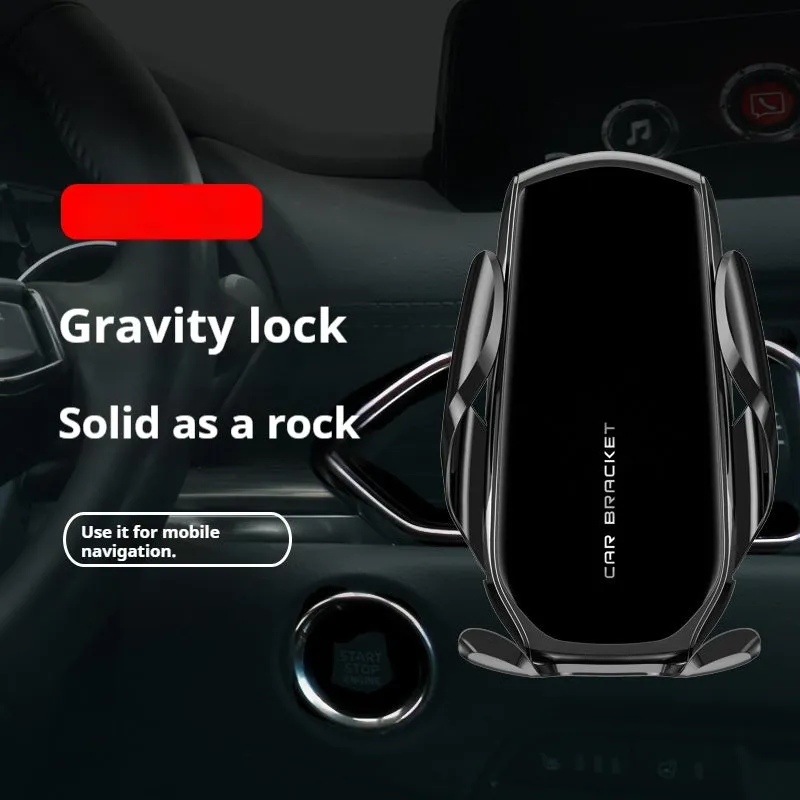 Car interior air outlet phone holder with wireless charging and electric clamping in black colour