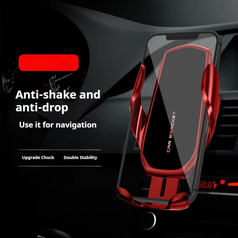 Car interior air outlet phone holder with wireless charging and electric clamping in black colour