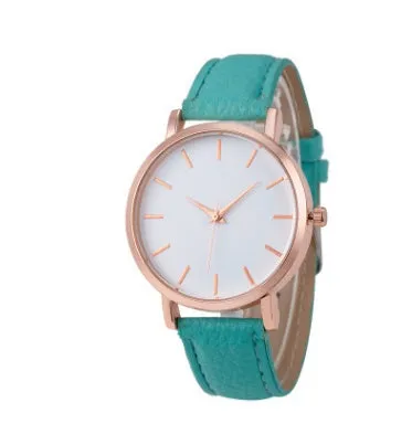Square 35.5mm quartz watch with PU leather strap on wrist showing grey colour option