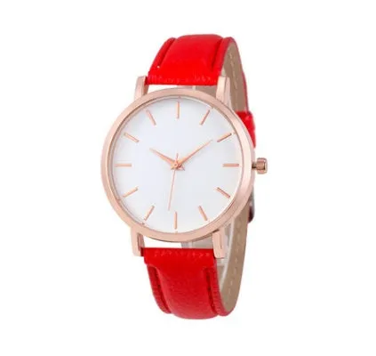 Square 35.5mm quartz watch with PU leather strap on wrist showing grey colour option