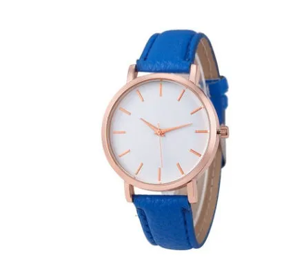 Square 35.5mm quartz watch with PU leather strap on wrist showing grey colour option