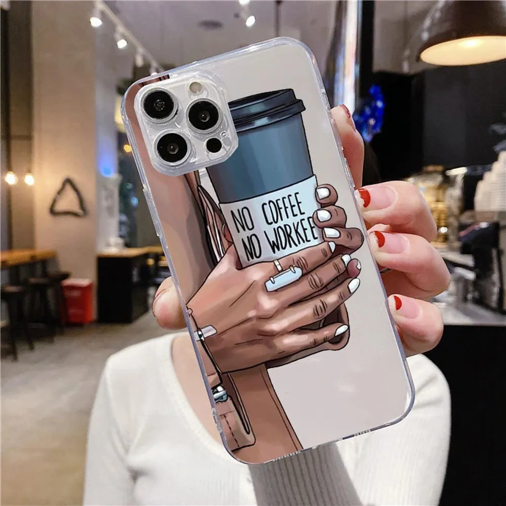 Cute braid bikini girl TPU phone case for iPhone with soft shell and fall protection design.
