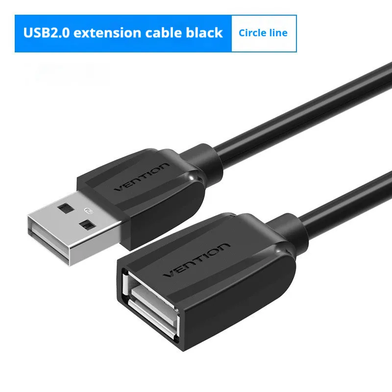 Black USB extension cable for wireless network card, 2.0 or 3.0 option, 0.5m to 5m length