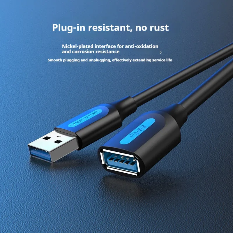 Black USB extension cable for wireless network card, 2.0 or 3.0 option, 0.5m to 5m length