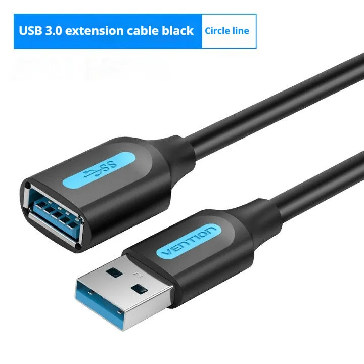 Black USB extension cable for wireless network card, 2.0 or 3.0 option, 0.5m to 5m length