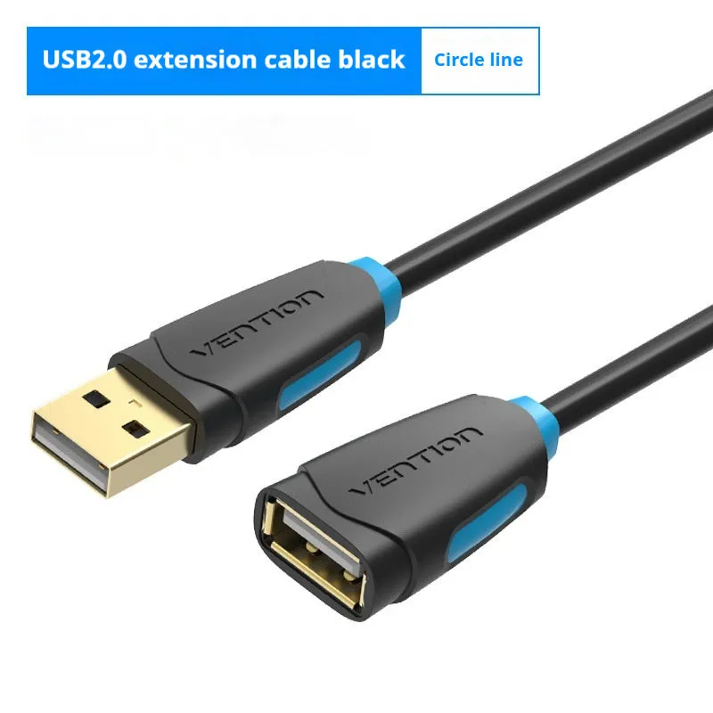 Black USB extension cable for wireless network card, 2.0 or 3.0 option, 0.5m to 5m length