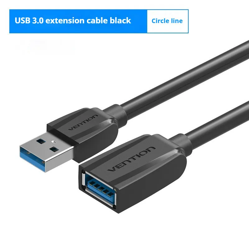 Black USB extension cable for wireless network card, 2.0 or 3.0 option, 0.5m to 5m length
