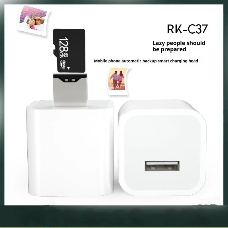 Automatic backup device in white colour with common interface for Apple Android phones