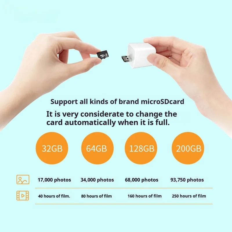Automatic backup device in white colour with common interface for Apple Android phones
