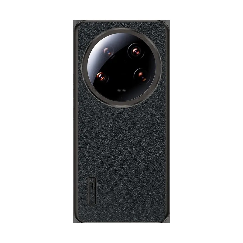 Xiaomi 14Ultra plain leather protective shell in black, frosted finish, hard case with magnetic attraction
