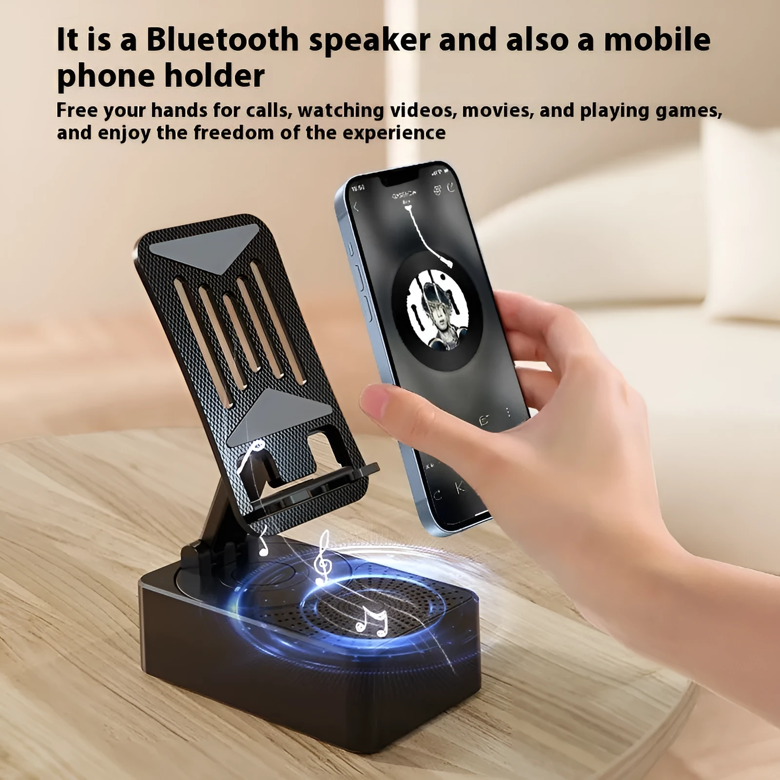 Smart rotating three-in-one hollow bracket Bluetooth audio power bank phone stand