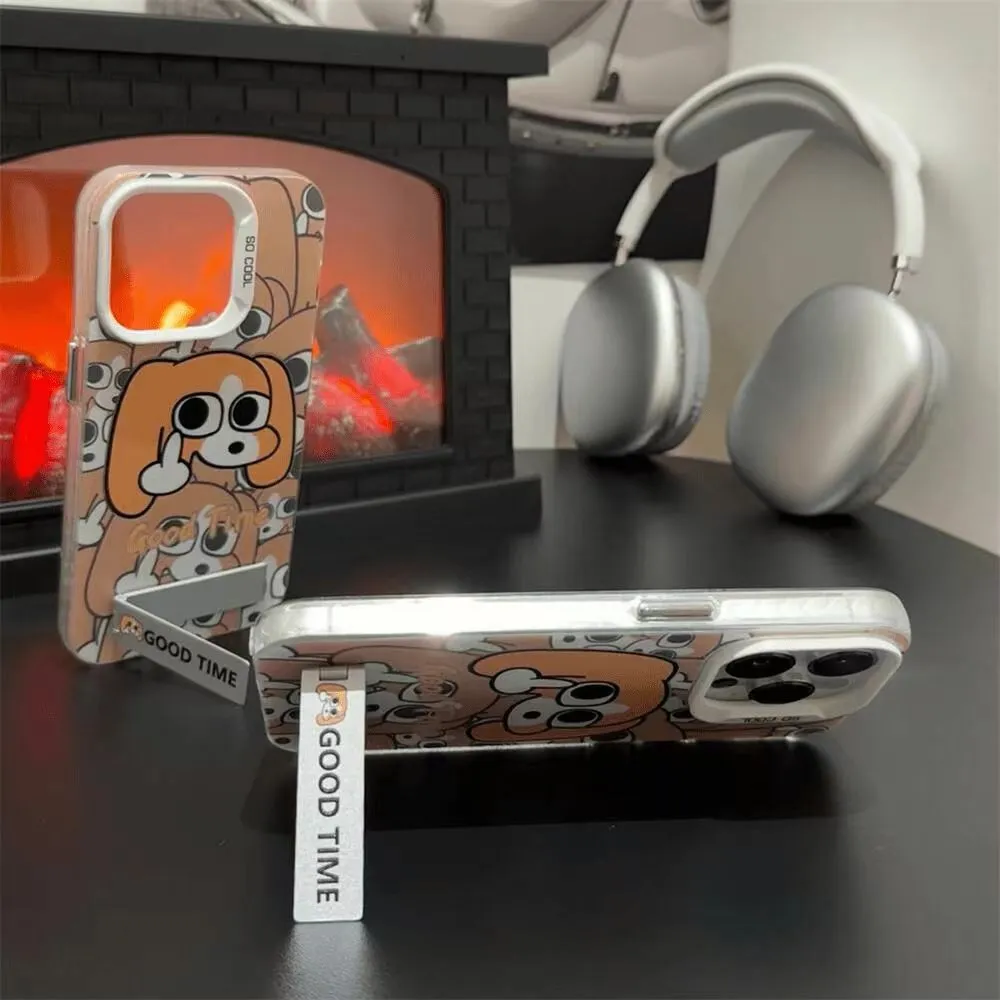 Hard PC cartoon dog pattern phone case for Apple iPhone with double-layer anti-fall protection