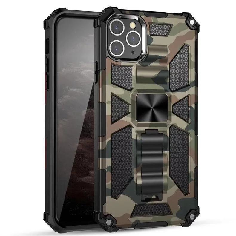 Camouflage Bayi drop-resistant phone case for iPhone with invisible bracket and magnetic suction, back cover style