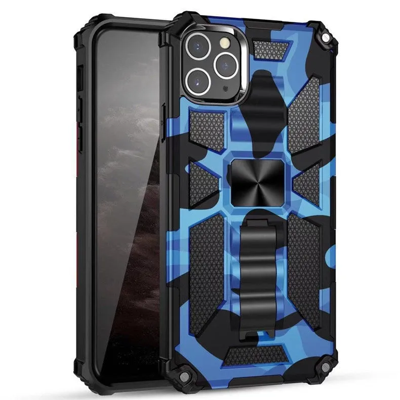 Camouflage Bayi drop-resistant phone case for iPhone with invisible bracket and magnetic suction, back cover style
