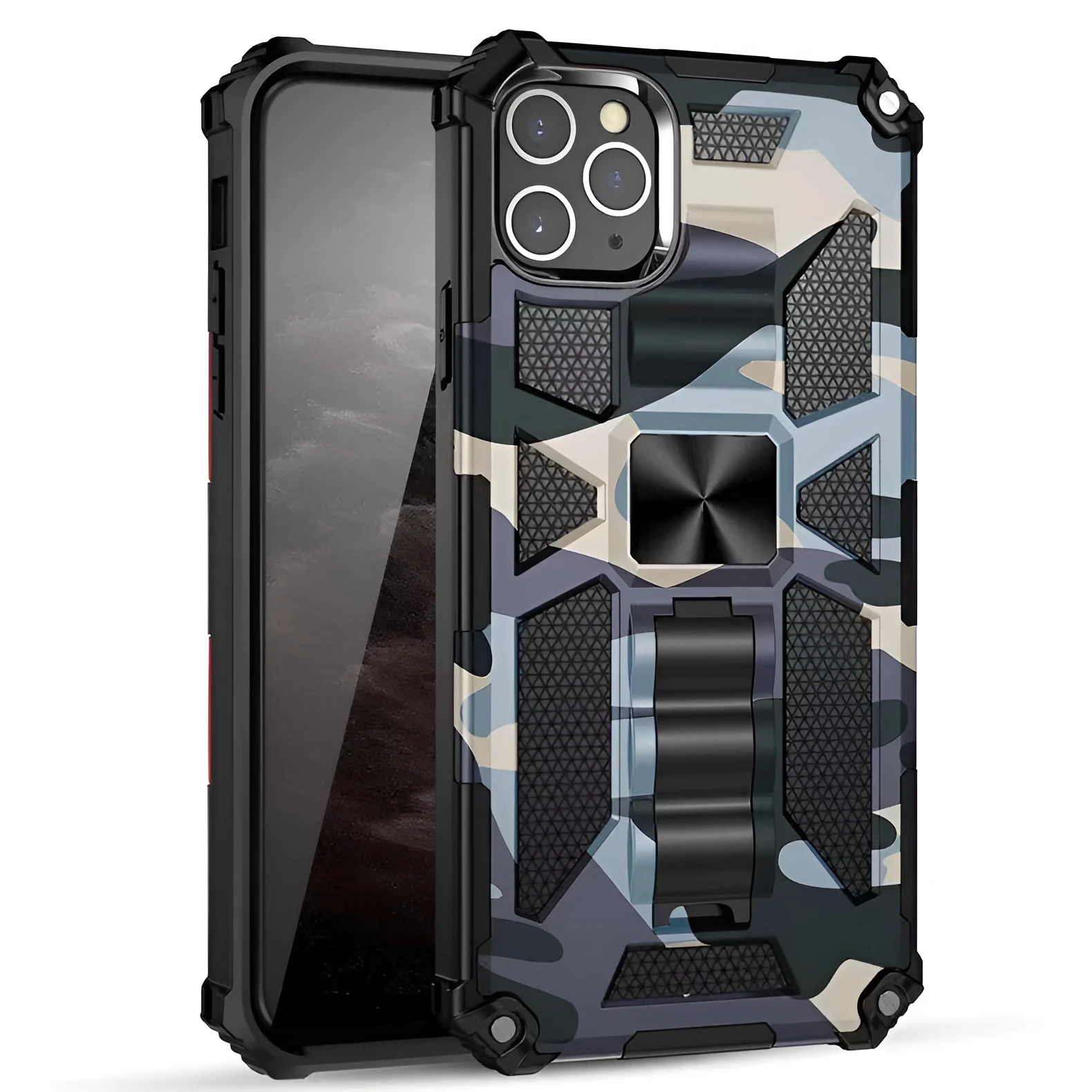 Camouflage Bayi drop-resistant phone case for iPhone with invisible bracket and magnetic suction, back cover style