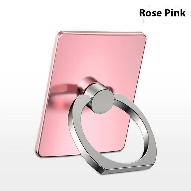 Rotatable paste-type desktop phone ring bracket with strong adsorption metal ring in Aurora silver on a phone back