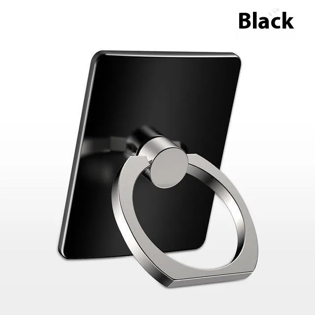 Rotatable paste-type desktop phone ring bracket with strong adsorption metal ring in Aurora silver on a phone back