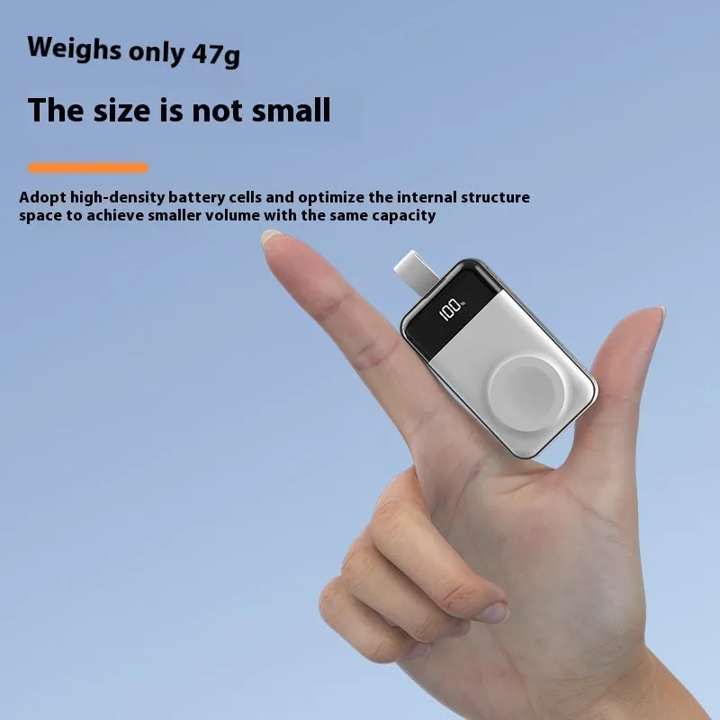 Silver mini portable magnetic power bank with digital display and 2000 mAh capacity