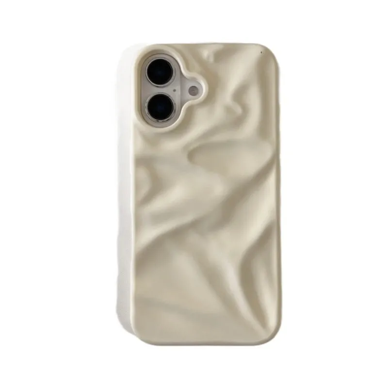 High-grade three-dimensional pleated pattern silicone phone case for iPhone, drop protection, KD pleated oil injection black colour