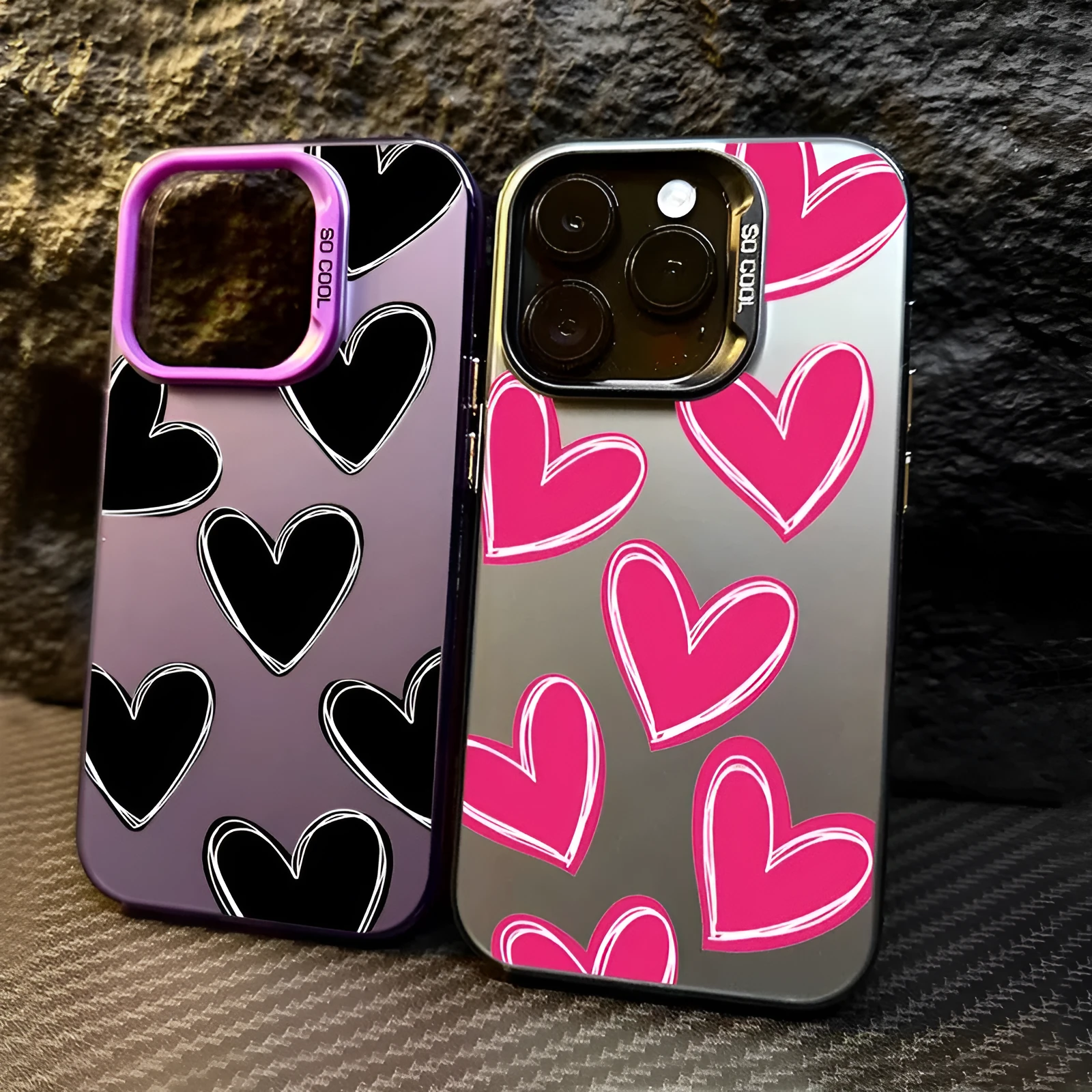 Heart mobile phone shell PC laser love pattern gray case for Apple iPhone models