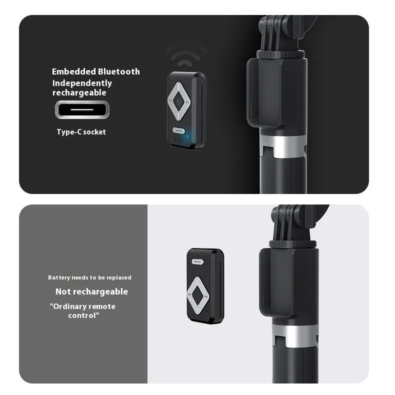 T11 aluminium alloy selfie stick with dual light, available in black and white colours